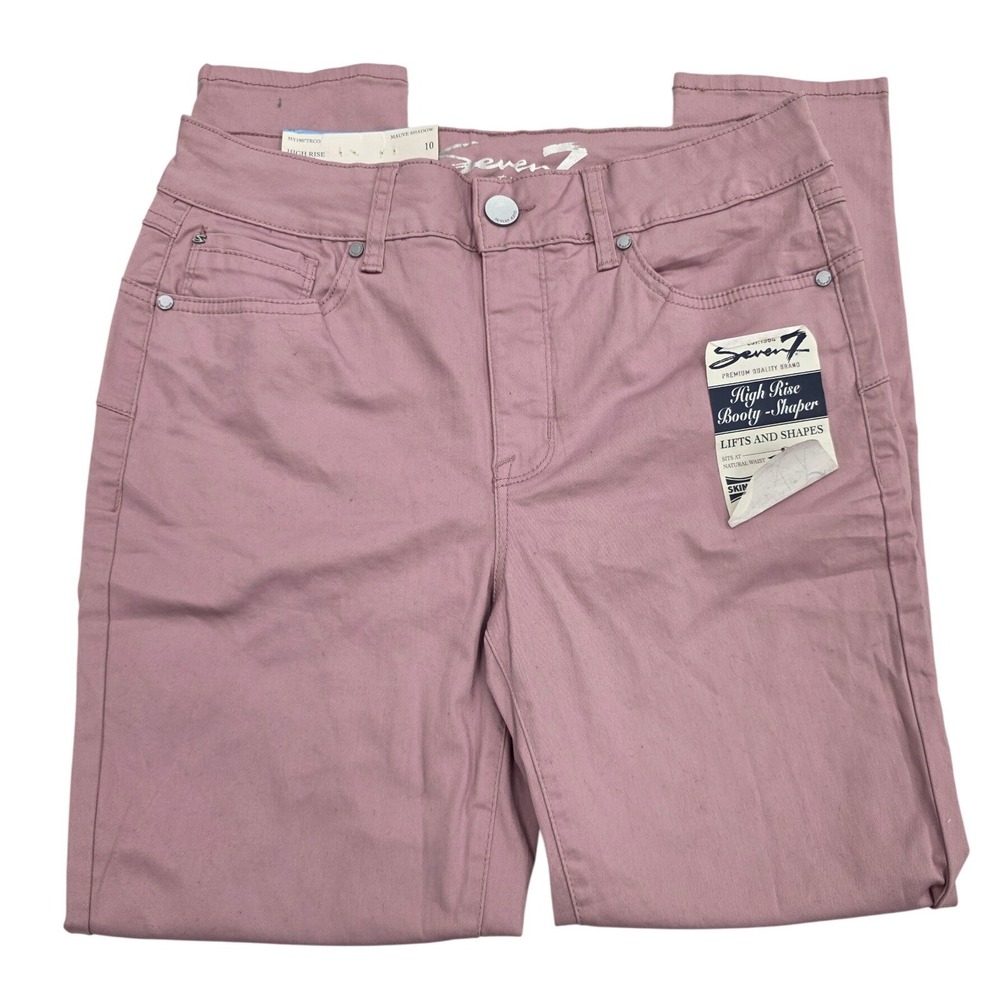 Seven7 High Rise Booty-Shaper Skinny Jeans Mauve Shadow Pink Size 10 NWT